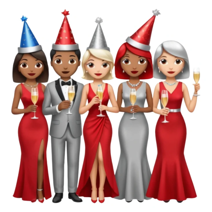 listening party people who only wearing red and silver dress code sticker