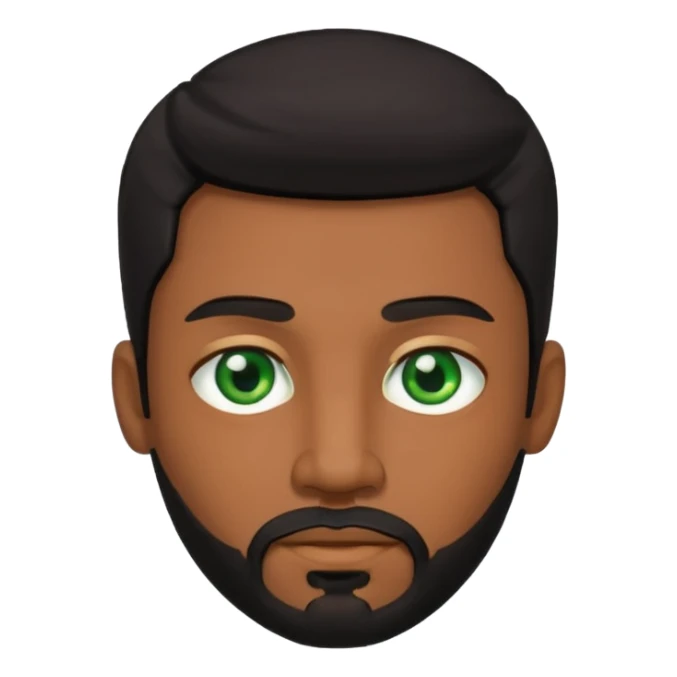 Black hair man with goatee beard has a green eyes sticker
