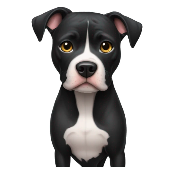 Perro pitbull negro con una dueña, piel clara ,pelo corto y negro  sticker