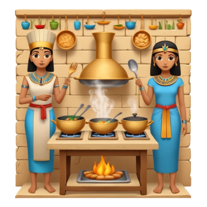 ancient Egyptian cooking scene in hieroglyphic style sticker