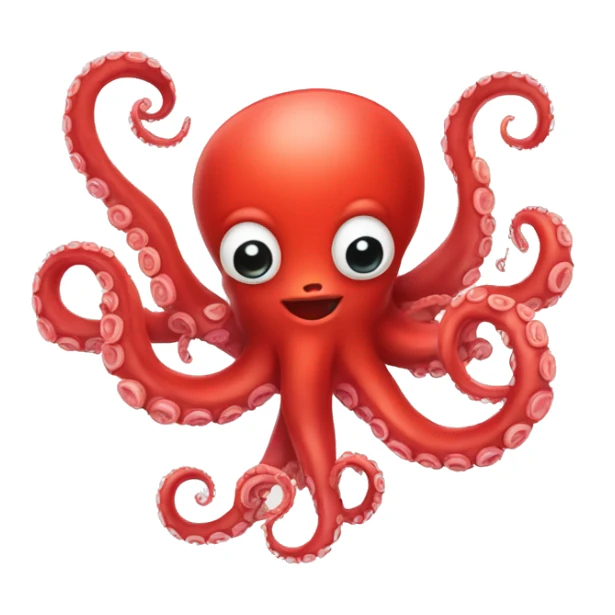 red cartoon octopus making heart sign with tentacles sticker