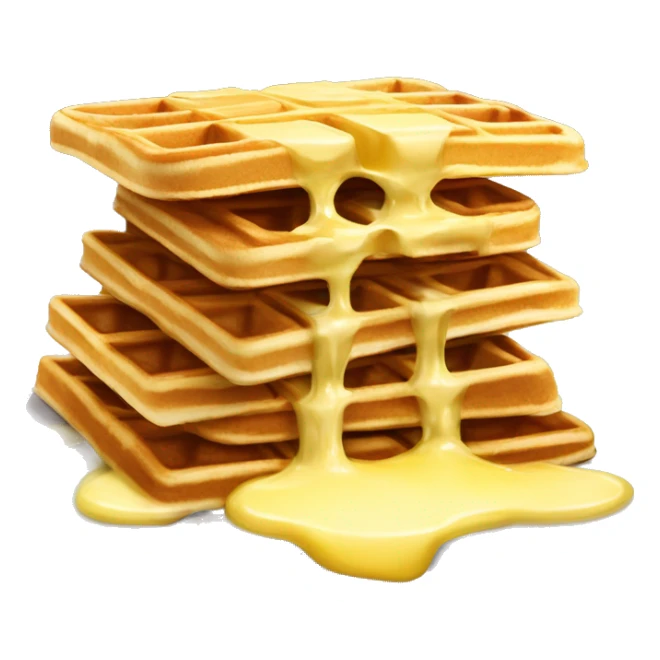 Stack of waffles with a square of butter on the top sticker