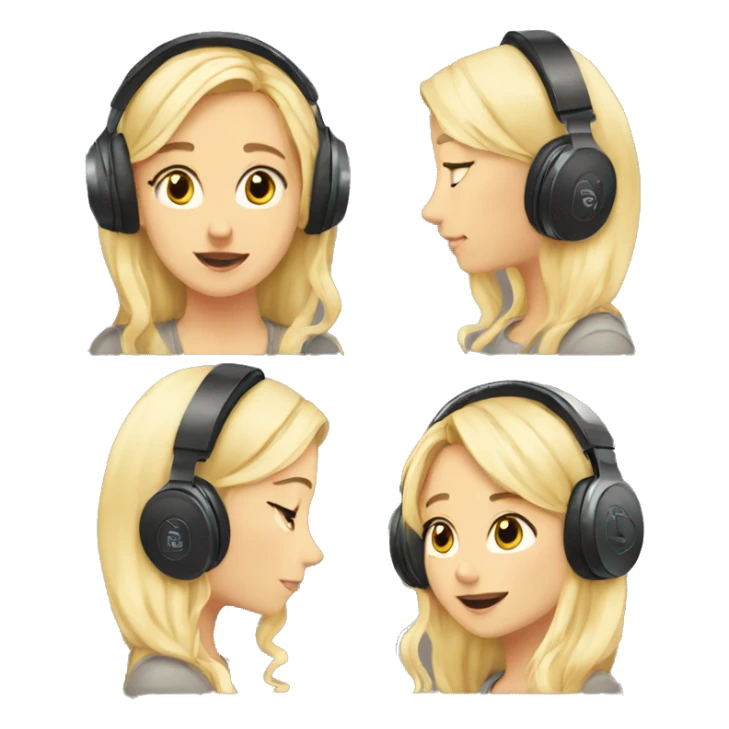 blond girl pose headphones an micro tumblr sticker