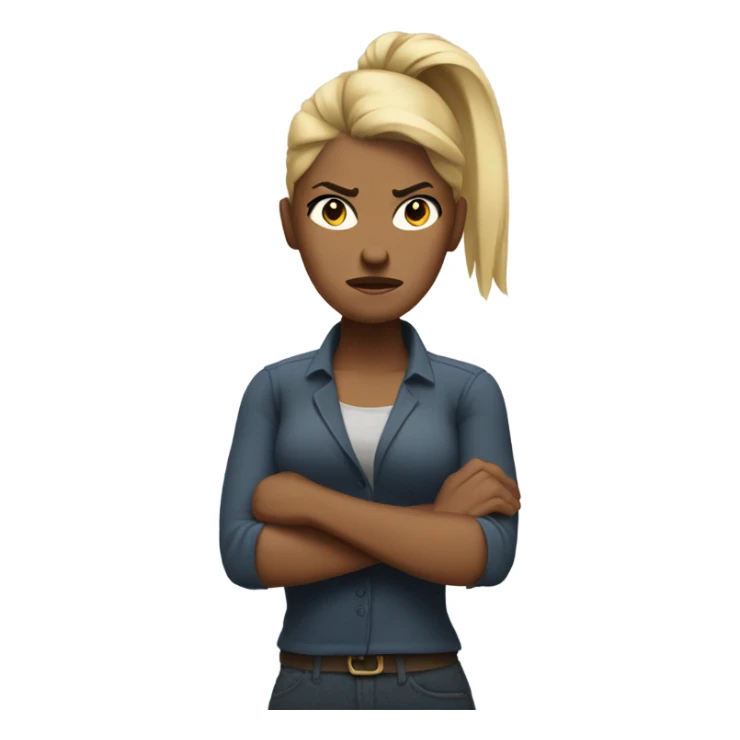 arms crossed angry woman blonde ponytail sticker