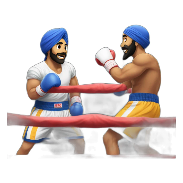 A sikh dude doing boxing in a ring knocking someone out infront of a cheering crowd sticker