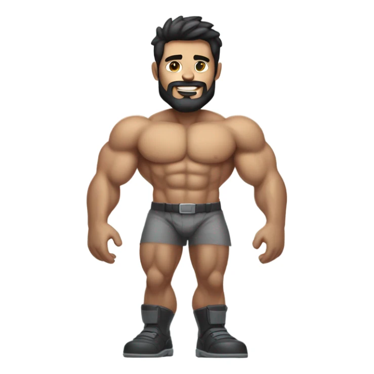 muscular man half robot with short, dark hair and a neatly trimmed beard sticker