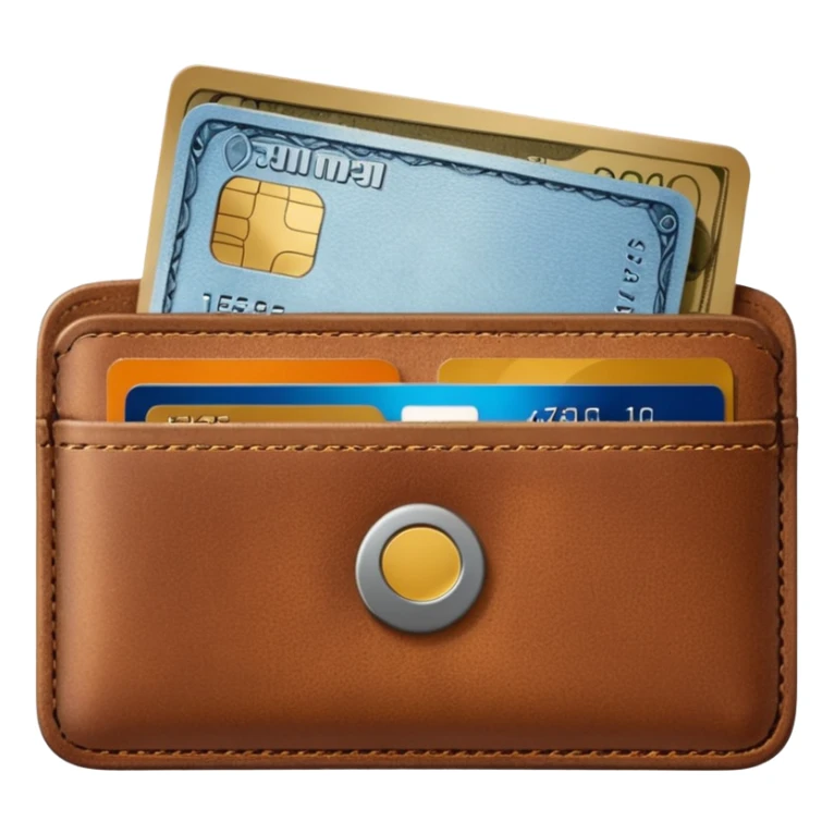 portefeuille marron avec billet et carte bancaire sticker