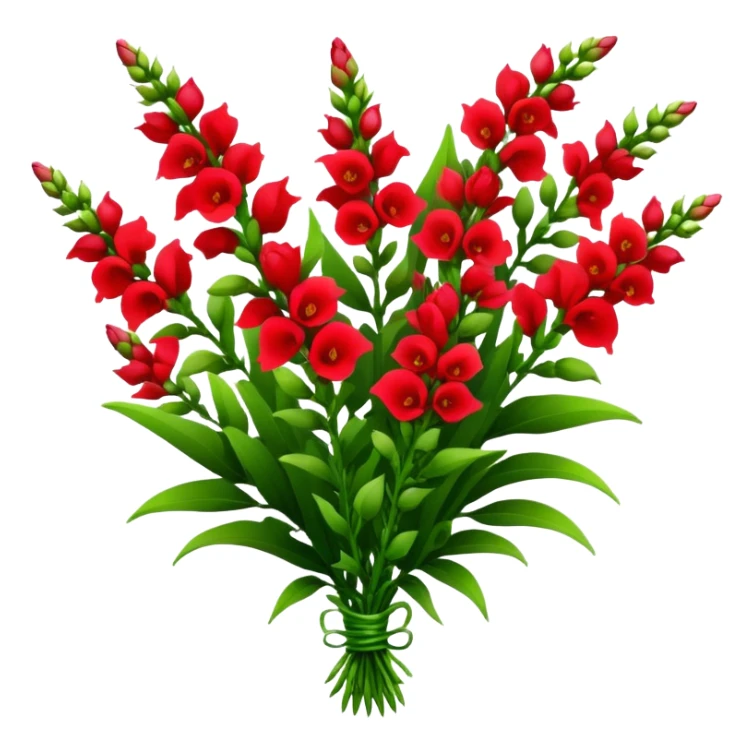 big bouquet red Snapdragon, luxuriant, leaf, bud sticker