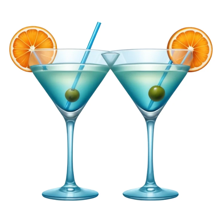 Create an two emoji of martini cocktail, cheers with blue lagoon cocktail sticker