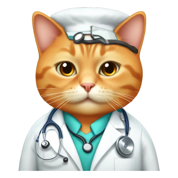 Fat orange girl cat dressed as a doctor with long eyelashes sticker