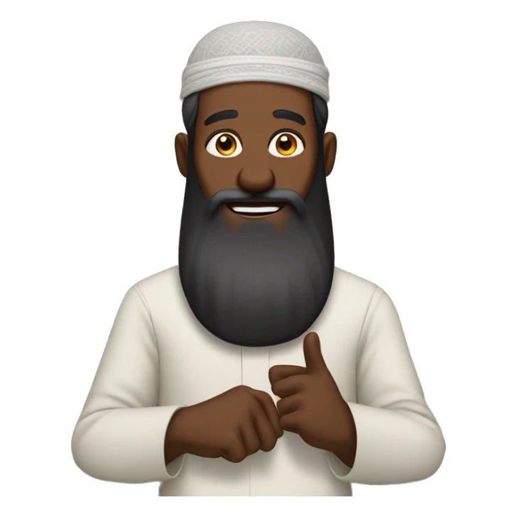 Black muslim man with a long beard holding up five fingers sticker