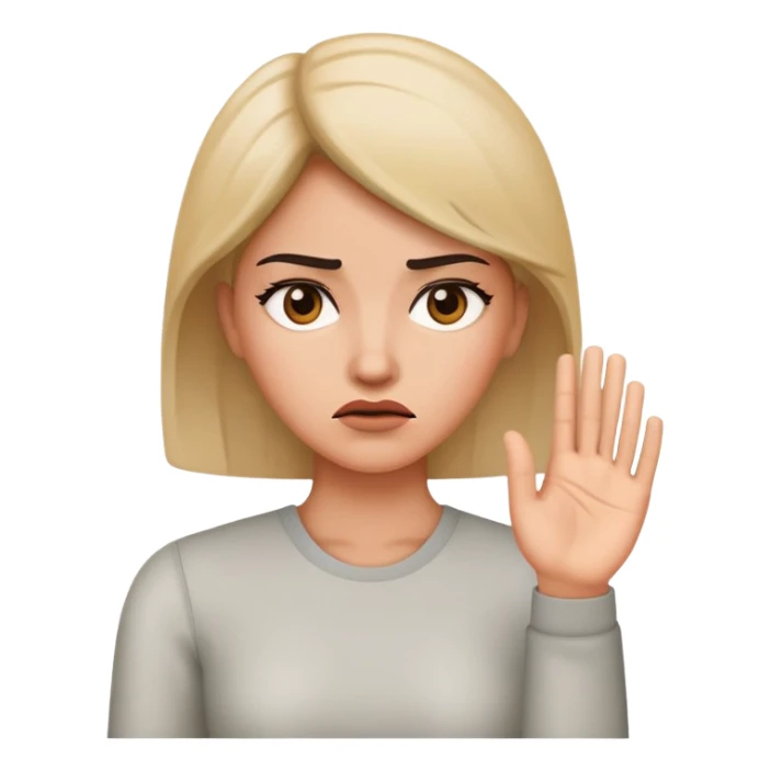 A female Annoyed face with the hand up  sticker