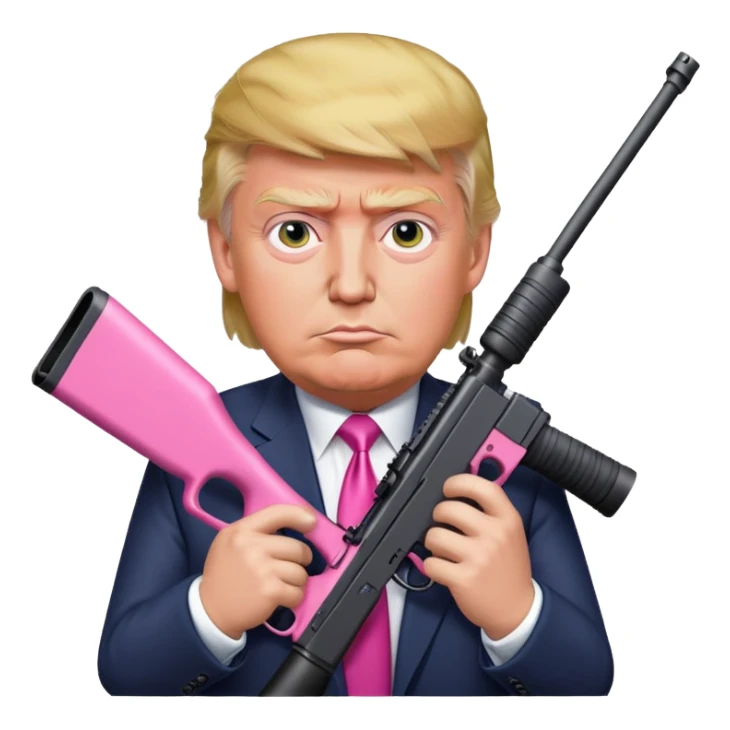 Donald trump holding a pink sniper in his hands professionally correct sticker