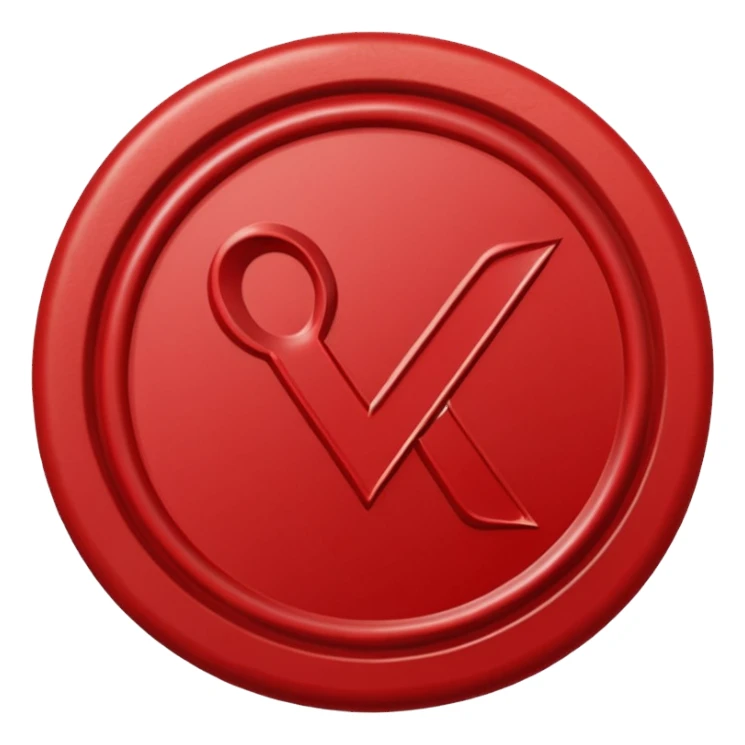 wax seal in the form of a check mark sticker
