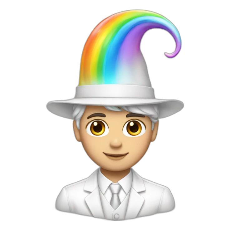 Posh-boy-with-white-suit-and-rainbow-unicorn-hat sticker