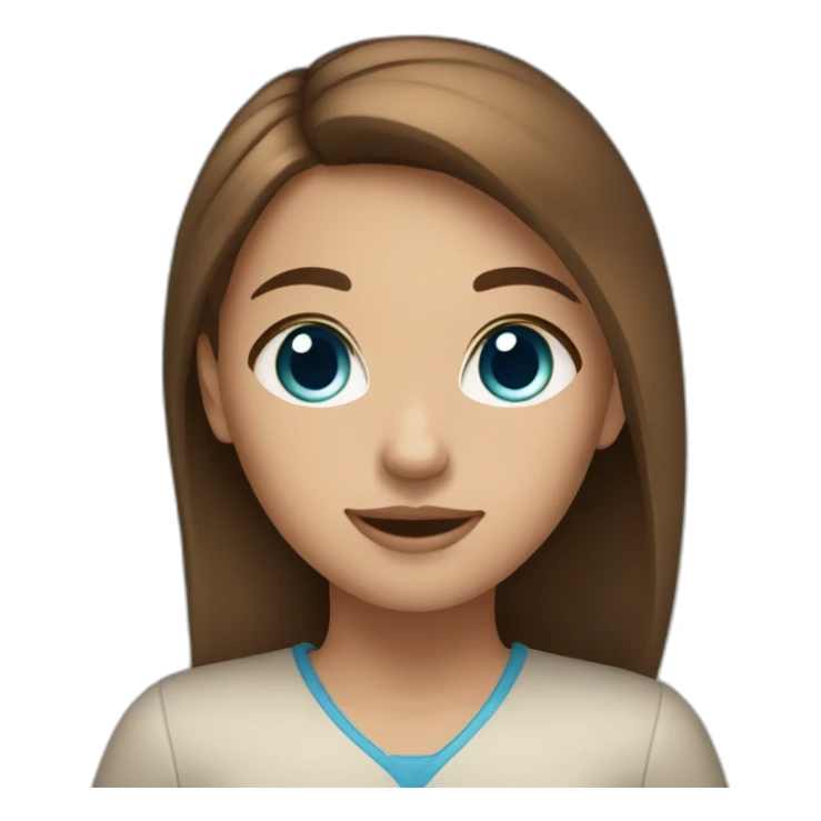 a girl with brown hair,light brown skin and blue eyes sticker