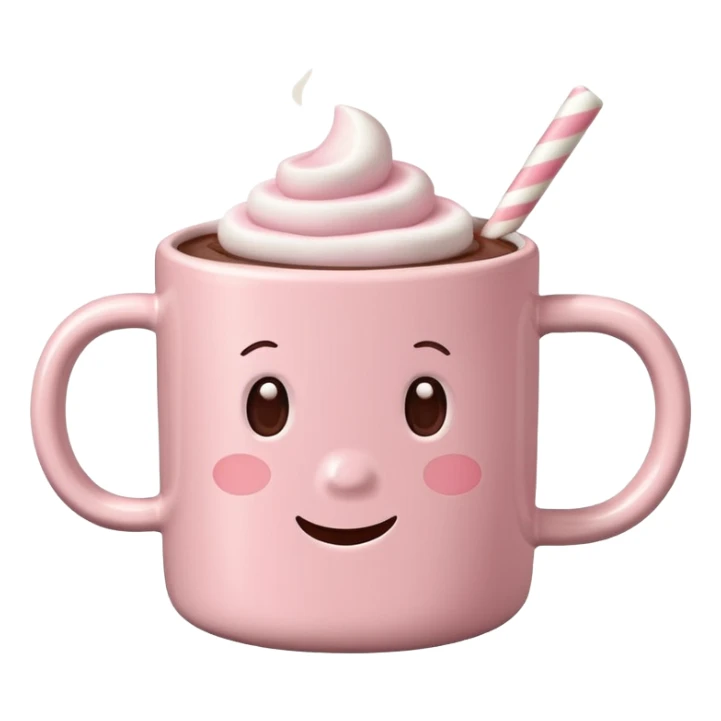 Light Pink mug of hot chocolate with marshmallows sticker