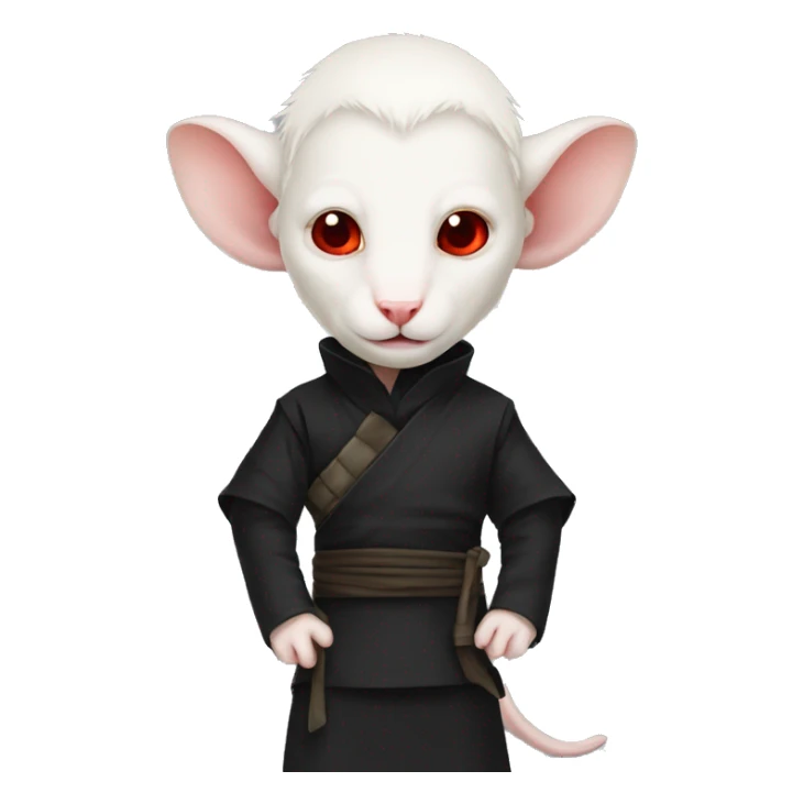 Albino rat red eyes, black ninja costume sticker
