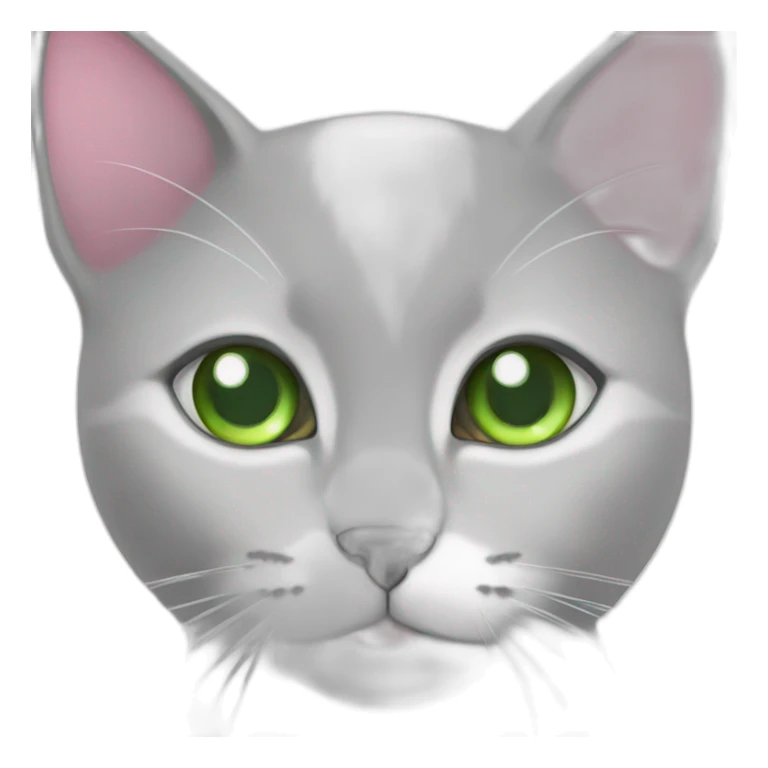 gray white cat green eyes pink nosw sticker
