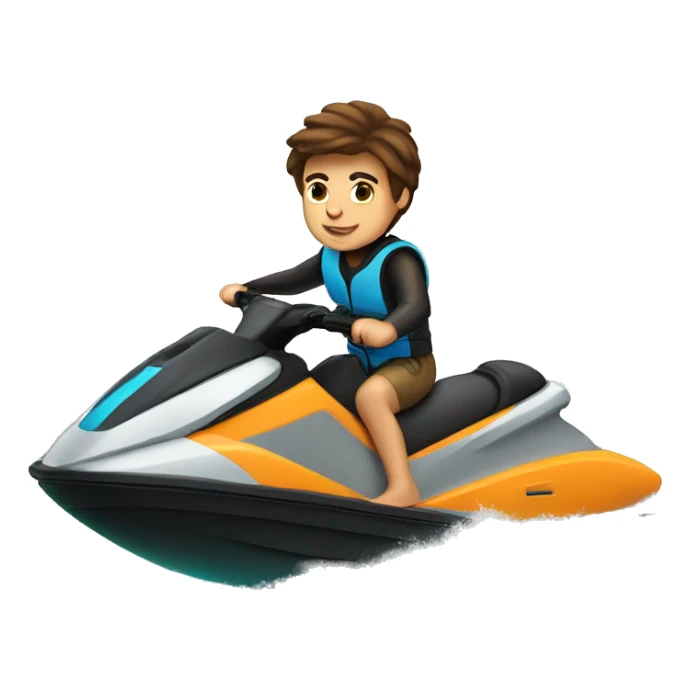 Brown hair boy riding jetski sticker