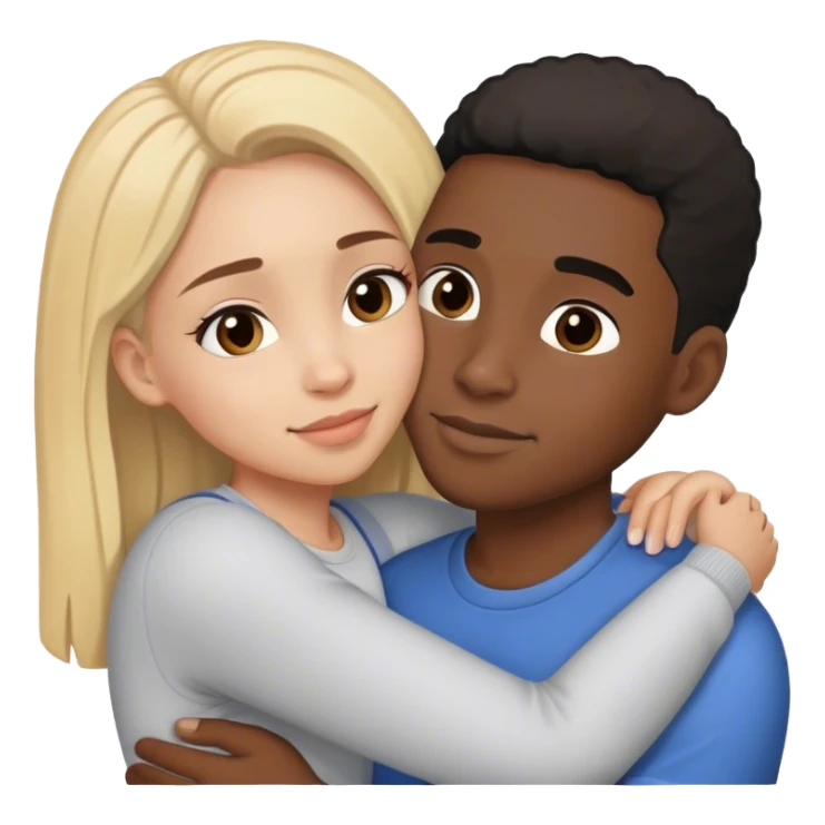 Black guys and light skinned girl hugging loving each other sticker