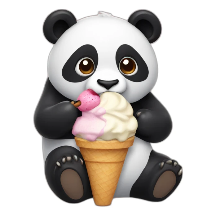 Panda eating ice cream sticker
