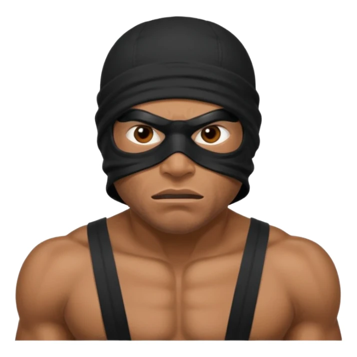 angry and smug african black ski mask wearing guy with no top sticker