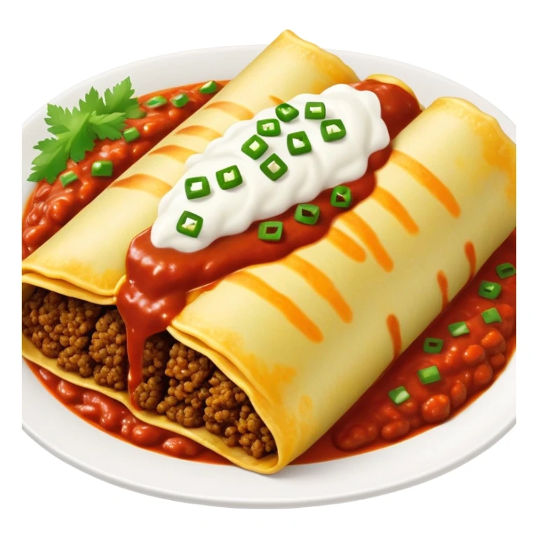 Pile of Green rice and Beef enchiladas with red sauce sticker