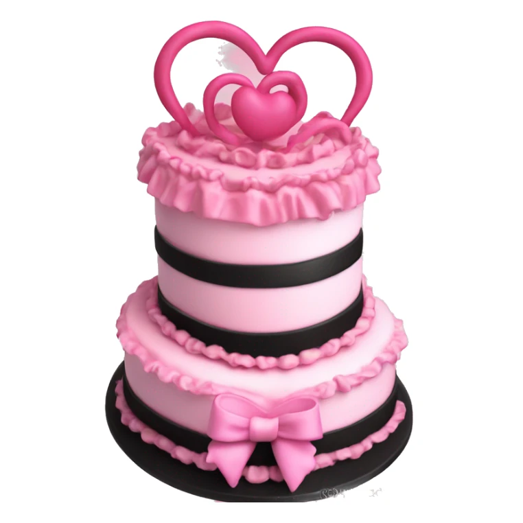 Birthday cake heart ruffles pink coquette black pink sticker