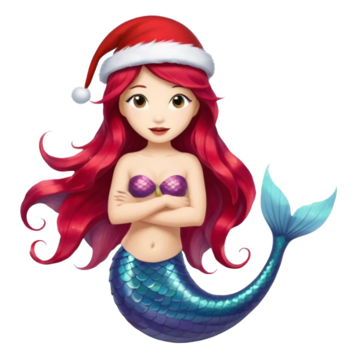 asian mermaid with christmass hat sticker