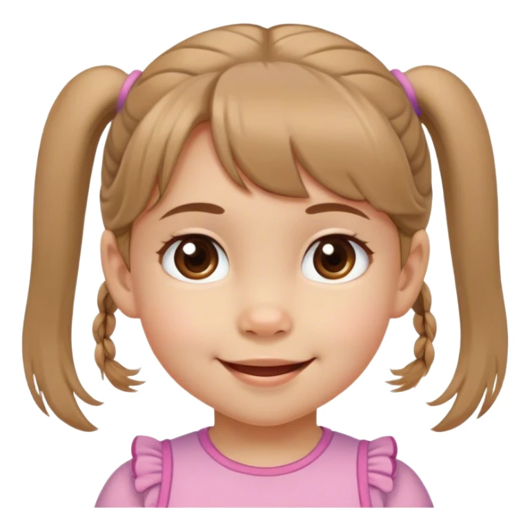 Smiling Brown eyed two year old with light brown side bangs and pigtails sticker