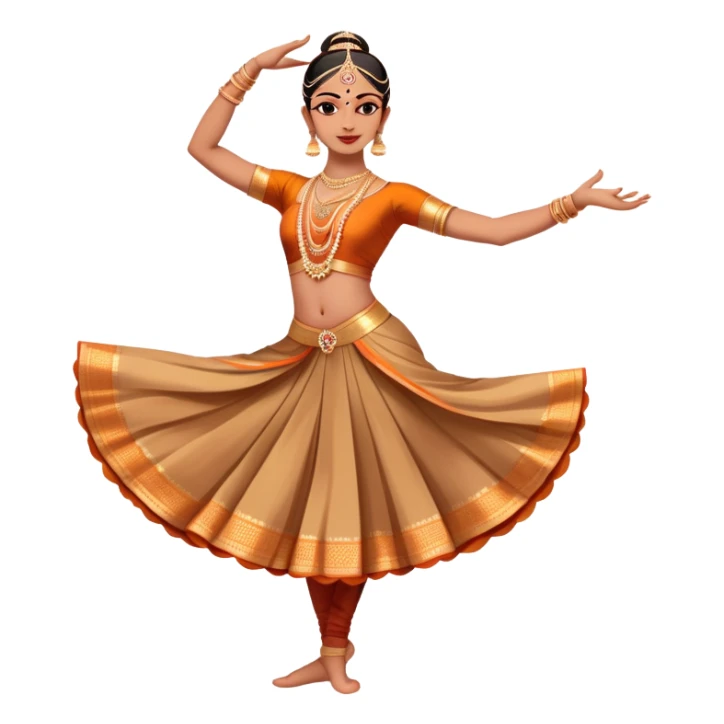cinematic-realistic-bharatanatyam-dance-emoji,-depicted-as-an-elegant-classical-indian-dance-performance-with-graceful-poses,-intricate-costumes,-and-expressive-hand-gestures,-rendered-with-rich-textures-and-warm-dramatic-lighting, single dancer full body  sticker