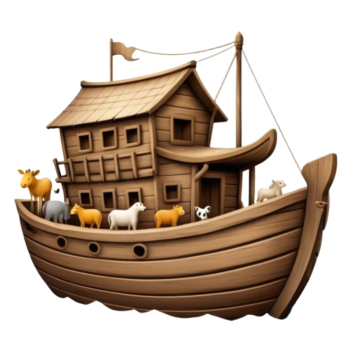 Noah's ark wooden boat with animals sticker