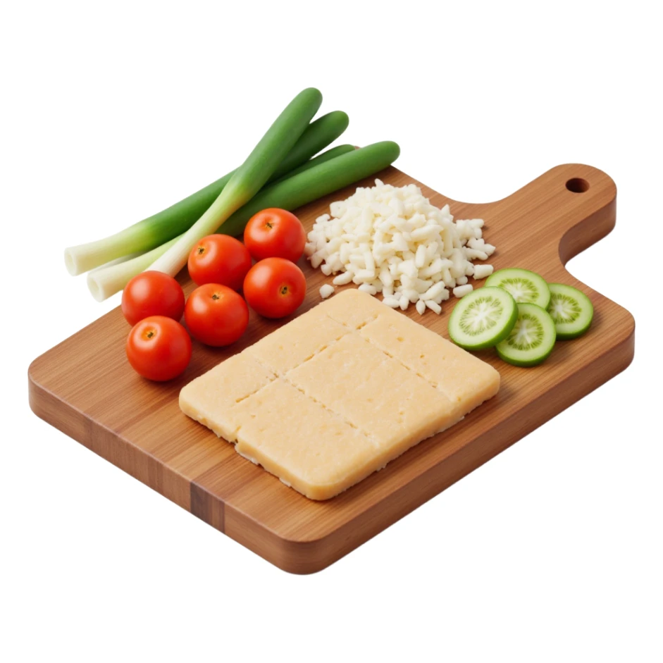 Ingredients on teh wooden cutting board Around a List(without text)  sticker