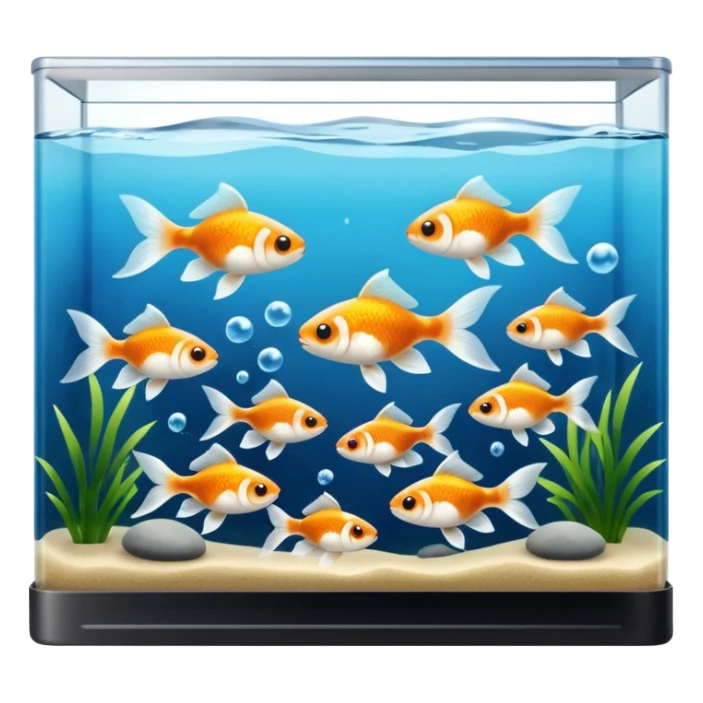black and white goldfish in a rectangular fish tank multiple fish sticker