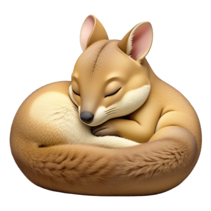 Meme-Worthy Cute Sleeping Wallaby Portrait Emoji, Head resting peacefully with a contented smile, showcasing a compact, agile build and a luxuriously soft tan fur, eyes shut in a serene, restful nap, Simplified yet hilariously adorable features, highly detailed, glowing with a soft, drowsy light, high shine, relaxed and utterly lovable, stylized with an air of playful laziness, bright and heartwarming, soft glowing outline, capturing the essence of a comically sleepy wallaby, so meme‐worthy it feels like it could instantly become the next viral sensation of adorable slumber! sticker