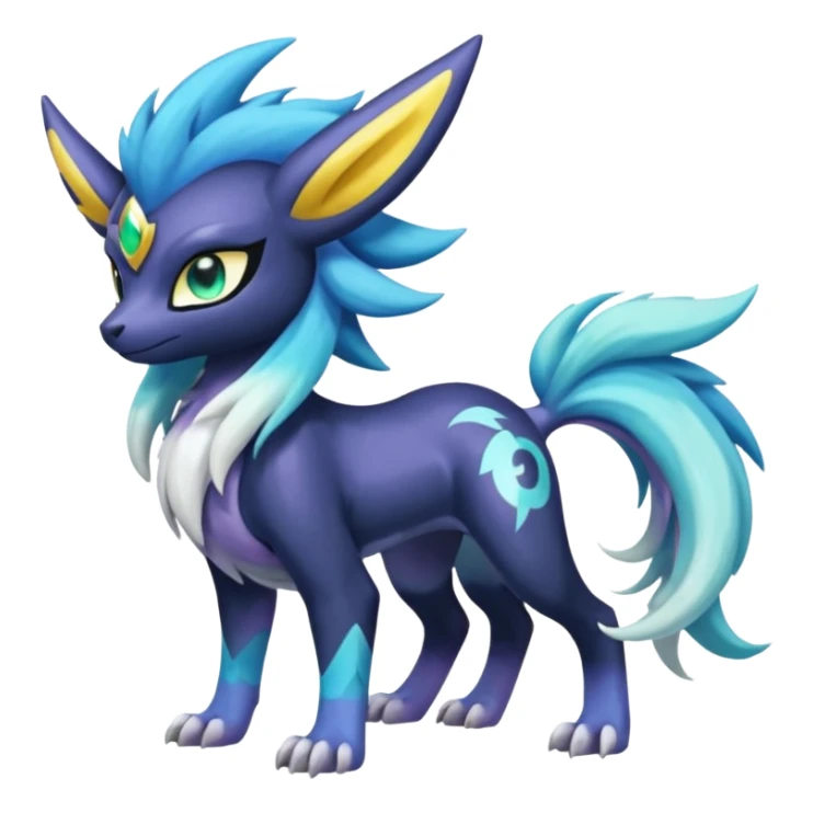 Shiny Sunny furry neon colorful scaly painted Asian pastel-gradient Absol-Meloetta-Solgaleo-Luxray-Suicune-fusion sticker