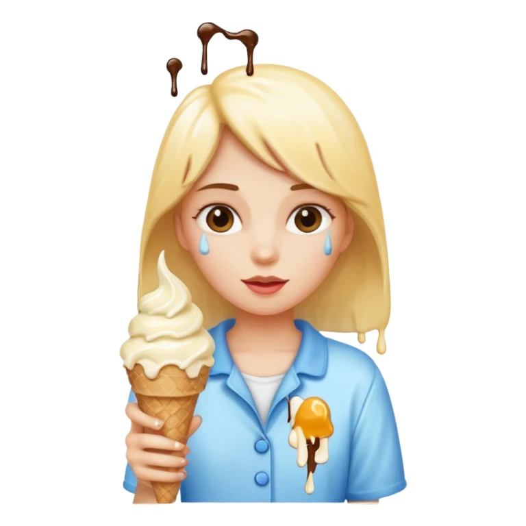 a girl holding an ice cream sticker
