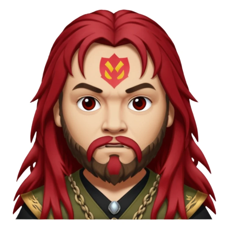 Max Cavalera with dark red long hair, light skin sticker