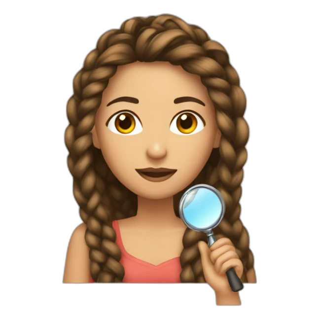 Mujer con braids box fine long hair castaño con magnifier sticker