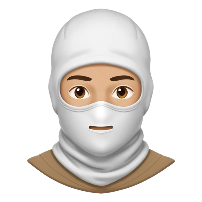 A confident hustler character wearing a white balaclava mask sticker