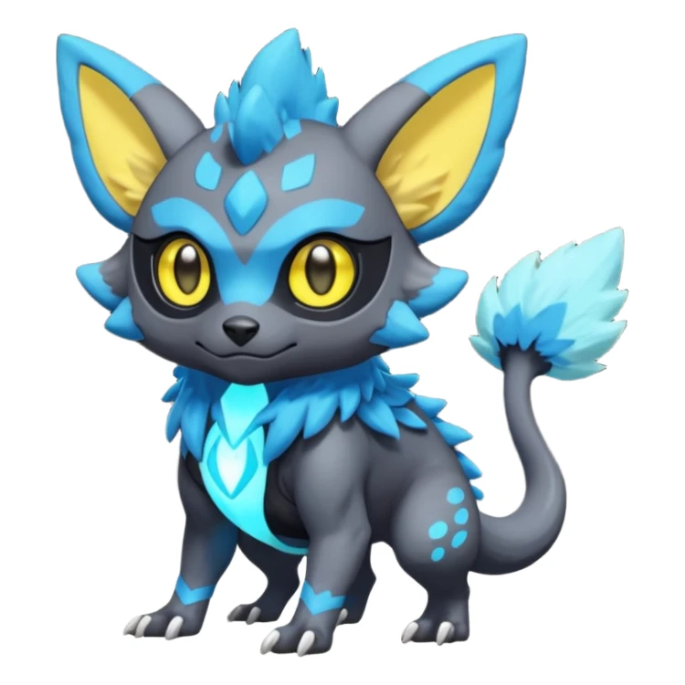 Cute cool realistic colorful exotic Trico-Protogen-Fakémon-Pokémon-Vernid-Fionbri-hybrid-creature dark (full body) sticker