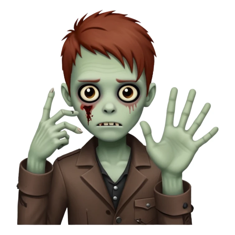 Emo-style zombie boy with reddish-brown hair making the west side sign with his hand  sticker