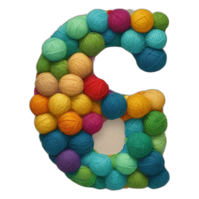 the letter G made of patchwork, colored yarn balls sticker