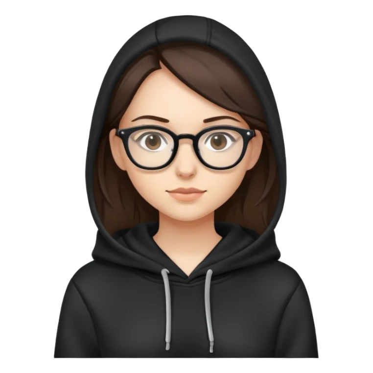 Brunette female with glasses in black hoodie sticker