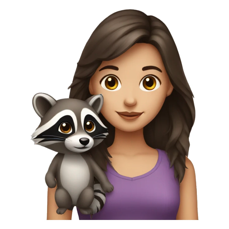 Brunette girl with raccoon  sticker