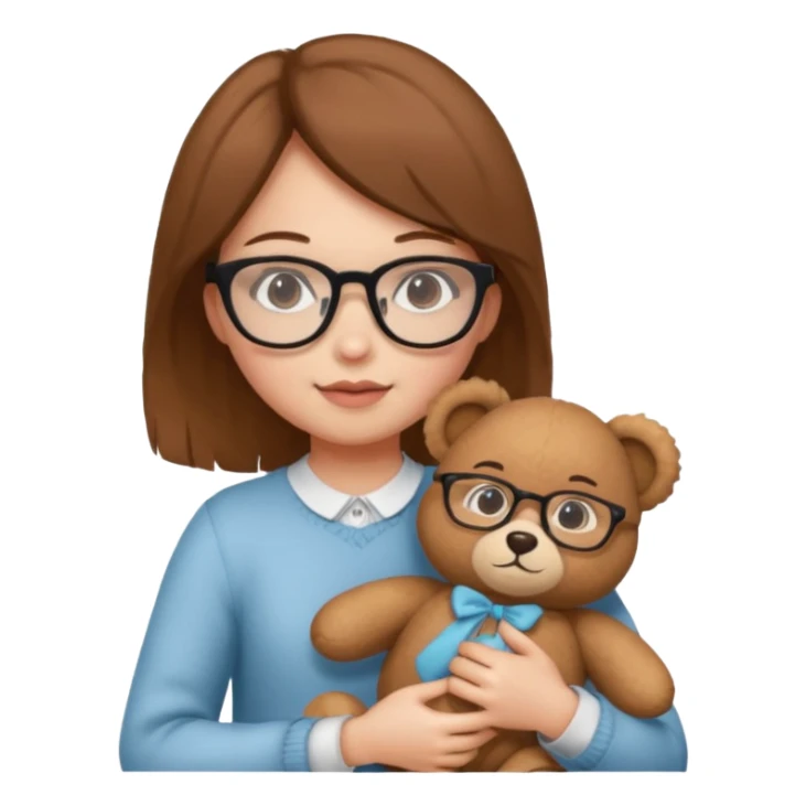 girl wearing glasses with teddy bear  sticker