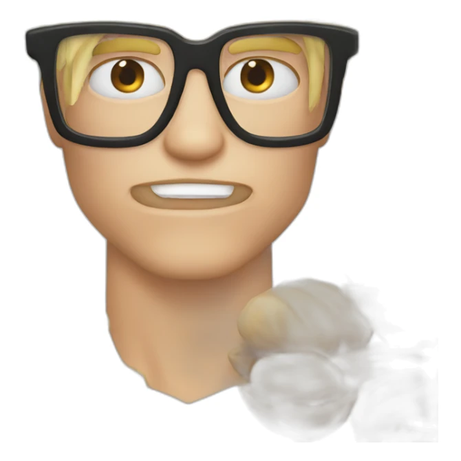 Blond man blue eye glasses muscle eat hazelnut sticker