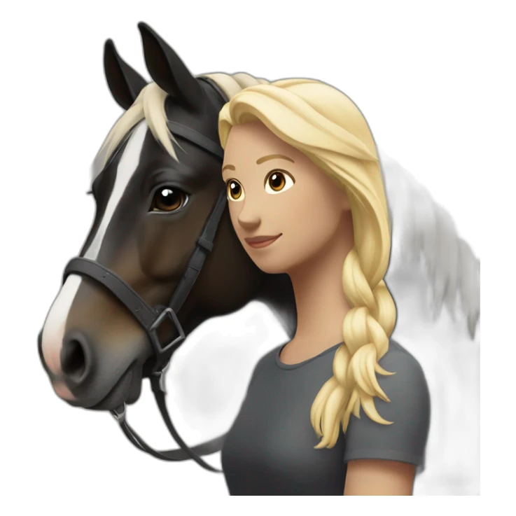 Cheval noir et fille blonde sticker