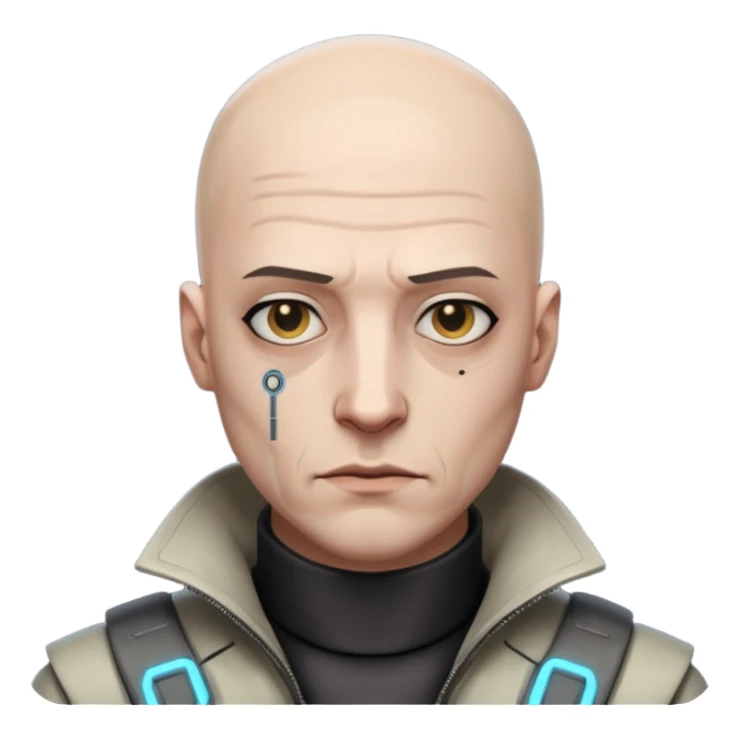 cyberpunk poor man whihout hair sticker